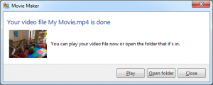Windows Movie Maker Export Completed